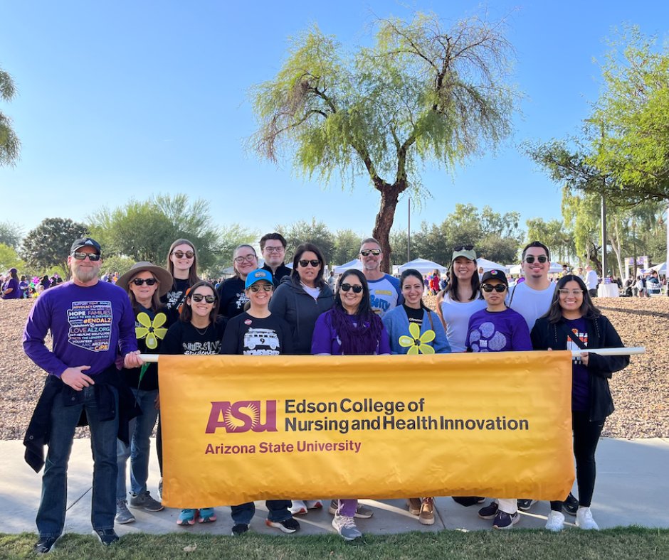 This time last week! Edson College was well represented at the Walk to End Alzheimer’s event in Downtown Phoenix.
<a href="/ASU_CIHRA/">Center for Innovation in Healthy & Resilient Aging</a> was a sponsor and had members participate as well as faculty from our new ASU Roybal Center and <a href="/barretthonors/">Barrett, The Honors College at ASU</a> nursing students.

#ENDALZ #Caregivers