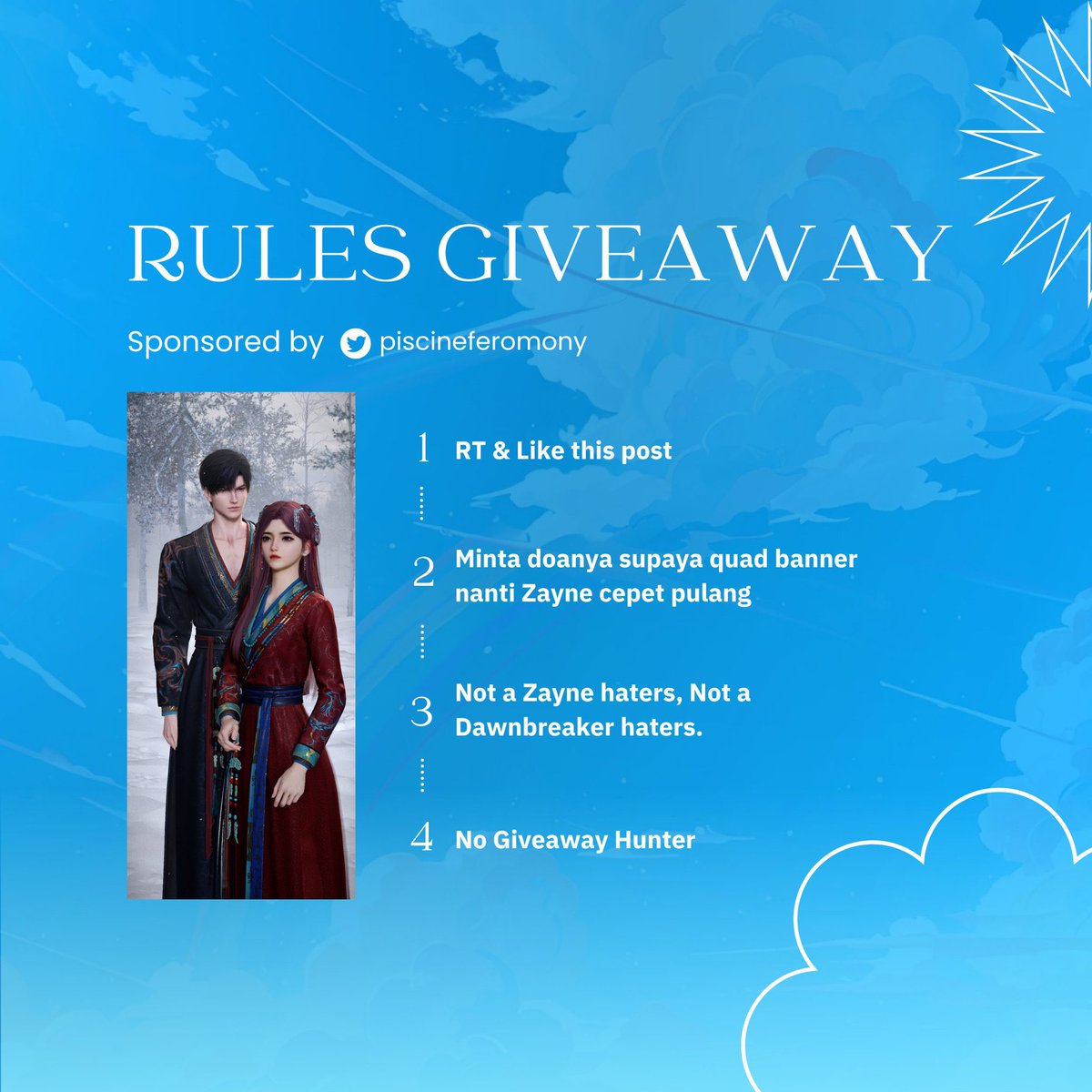 aartaglia's tweet photo. Giveaway Love and Deepspace! 🌟

──★ Aurum Pass for 2 winners 
──★ 60 Crystal for 2 Winners

Sponsored by kak bubble @piscineferomony , edisi berbagi rezeki karna Zayne Heartstring Notes R1 tanpa diduga 🫰🏻

rules on pict 🖇️

Ends Nov 16th, 19.00 WIB! Good luck!♡ https://t.co/F5ryHz2Sz3