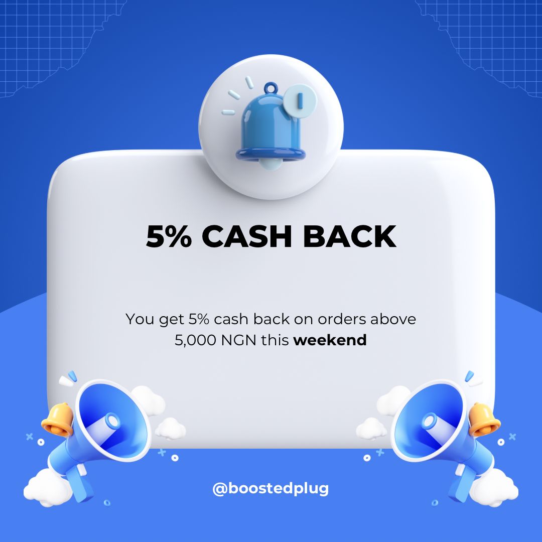 📈💥 This weekend, boost your social presence with BoostedPlug and get up to 5% cash back on all our social boost services! 🚀 Whether you’re looking to increase followers, engagement, or visibility, now’s the perfect time to grow your online presence and save! 🌐💸 #SocialBoost
