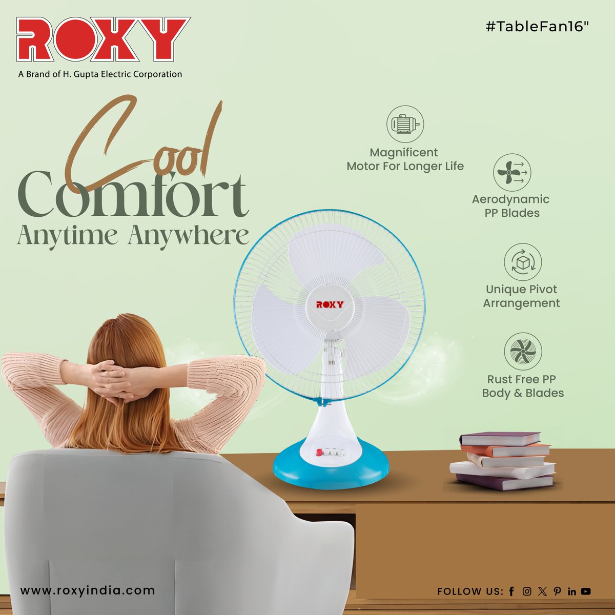RoxyAppliances's tweet image. Stay cool and comfortable with Roxy’s powerful Table Fan! 🌬️ Perfect for any space, delivering refreshing airflow and quiet performance for ultimate relaxation.
.
.
For more visit:- roxyindia.com
.
.
.
#RoxyTableFan #CoolAir #QuietPerformance #RelaxingAtmosphere