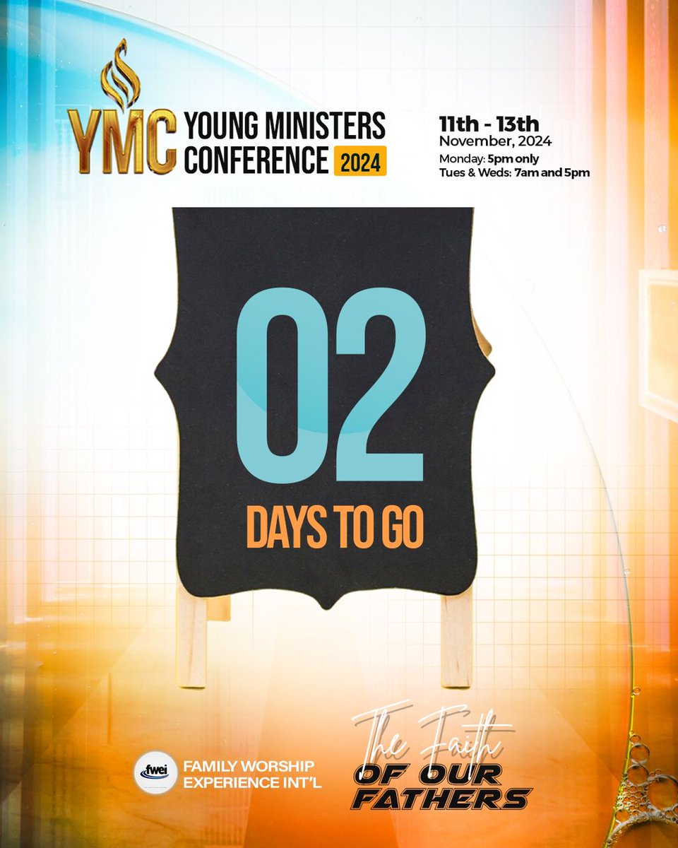 FWEINations's tweet photo. 2 DAYS TO GO! ⏰
YOUNG MINISTER’S CONFERENCE 2024 is just 2 days away!
On monday, we shall converge to experience the mighty move of God.
#YMC2024
#FWEINations
#ApostleJonathanShekwonya https://t.co/dmMuuKtKhU