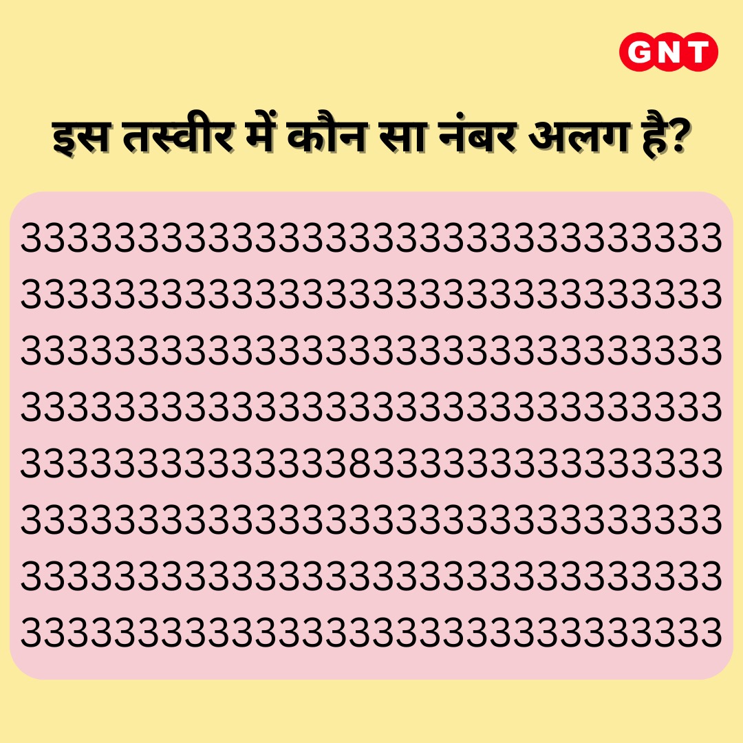 GoodNewsToday's tweet image. थोड़ा ध्यान से देखिए, थोड़ा और ध्यान से देखिए 🔍

अब बताइए कौन सा नंबर है अलग 🤔

सही जवाब के लिए मिलिए कल सुबह 10 बजे😊

#GNT4You #EyeTest #Concentration