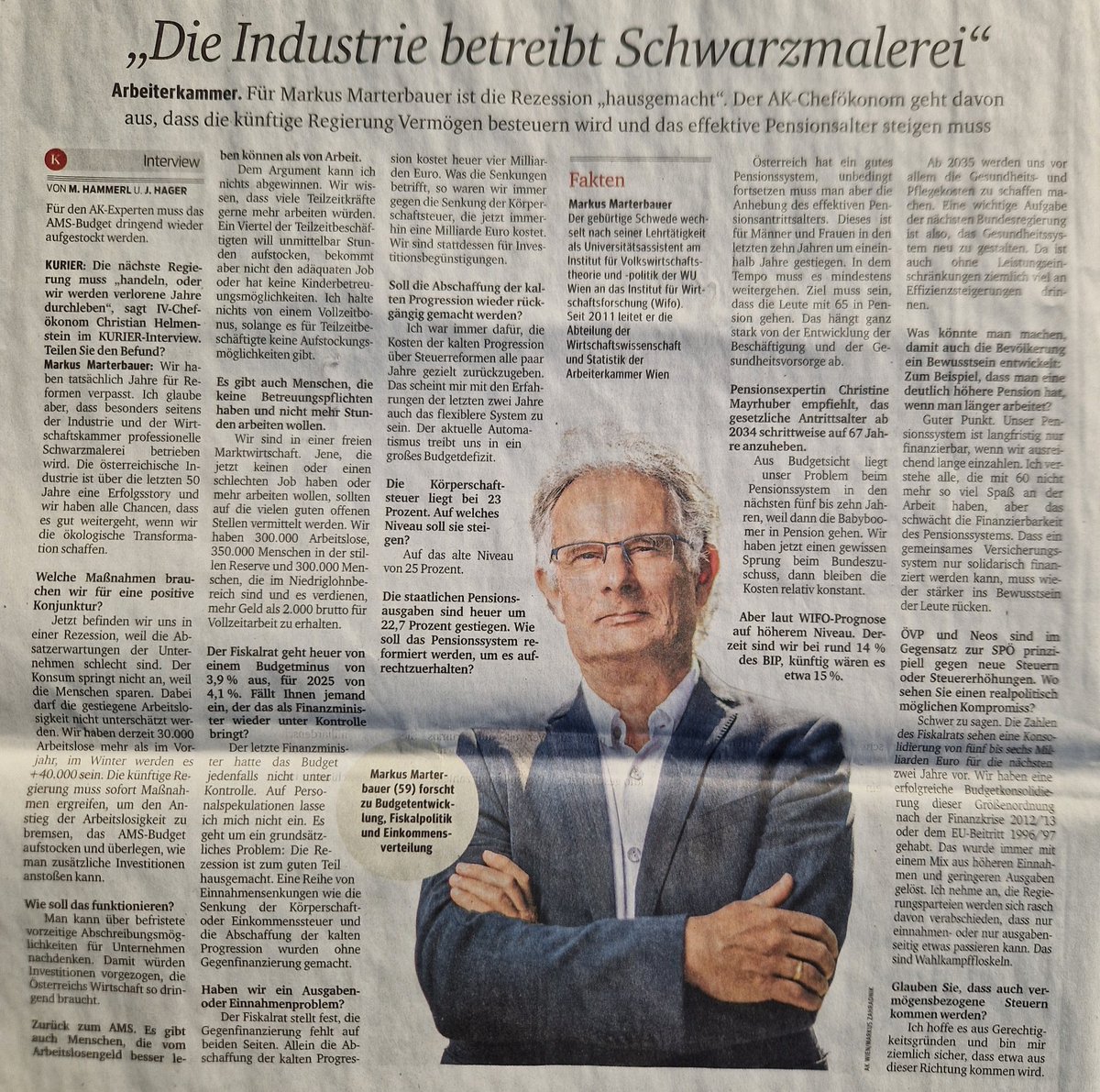 Gerhard Bröthaler (@broethaler) on Twitter photo Heute im <a href="/KURIERat/">KURIER</a> ein Interview mit dem von mir hochgeschätzten Chef-Ökonomen der <a href="/Arbeiterkammer/">AK Österreich</a>, <a href="/MarterbauerM/">Markus Marterbauer</a>. Heute im <a href="/KURIERat/">KURIER</a> ein Interview mit dem von mir hochgeschätzten Chef-Ökonomen der <a href="/Arbeiterkammer/">AK Österreich</a>, <a href="/MarterbauerM/">Markus Marterbauer</a>.