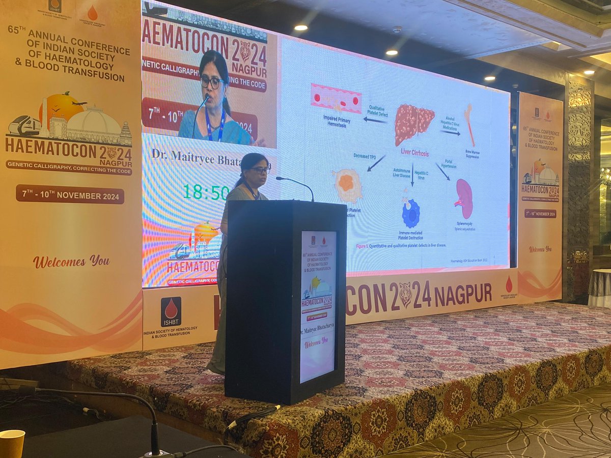 Haematocon2024's tweet photo. Dr. Maitryee Bhattacharya on managing hemostasis in severe liver disease during interventions and transplants at #Haematocon2024. 🩸🩺
#Haematocon2024nagpur
#65thAnnualConferenceISHBT
#Haematocon65
#HaematologyInIndia
#CatchCancerEarly https://t.co/2s9PVz00Tu