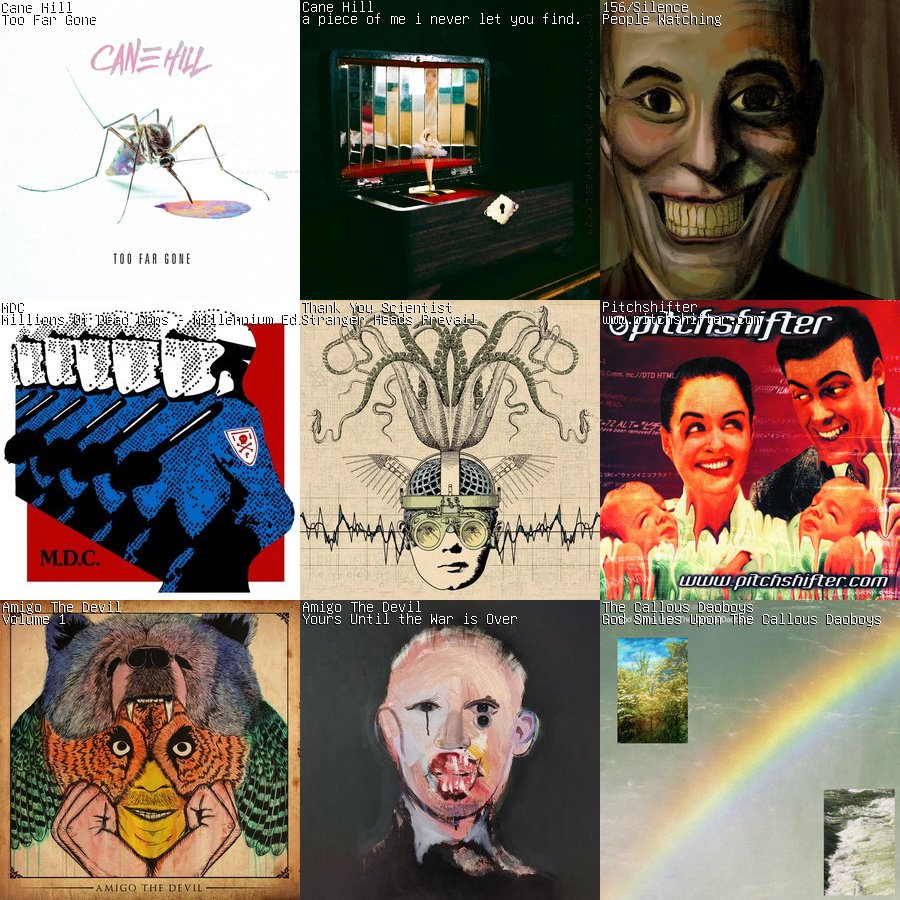 LoganWest2113's tweet photo. Forgot to do this yesterday. I'm not sure how I'm feeling on 156/Silence or new Cane Hill yet. M.D.C for reasons. And god, I've listened to so much pitchshifter still lol. https://t.co/wocCZG9AgQ
