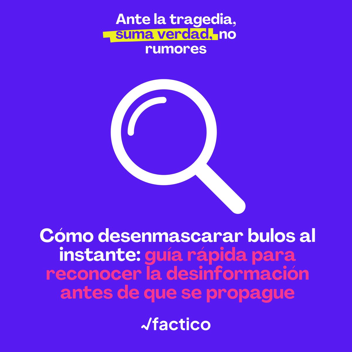 factico_org's tweet photo. Ante el aumento de desinformación y noticias falsas alrededor de la #DANA en Valencia, hemos creado una guía rápida y práctica para ayudarte a identificar información engañosa y protegerte de los bulos. ¡Detente, verifica y comparte solo hechos! 🧵 https://t.co/bYt1afWBwM