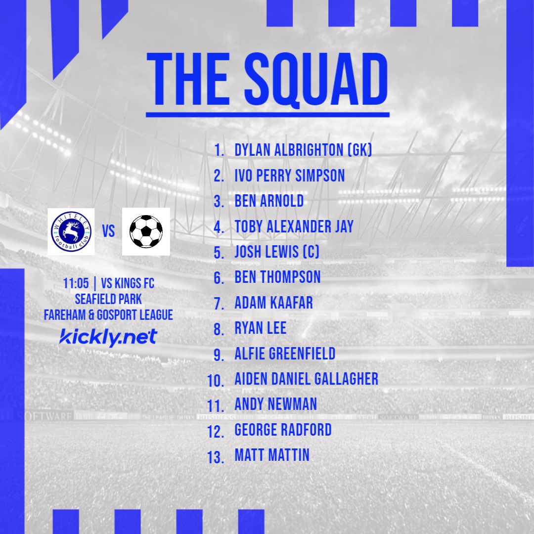 WhiteleyFC's tweet photo. We take on Kings FC in the league this weekend, hoping to bounce back from our first league loss of the season!

🔁 Change of venue due to a firework show ripping up the fortress. Cheers lads.

Details and squad ⬇️ https://t.co/0QegjN6miY