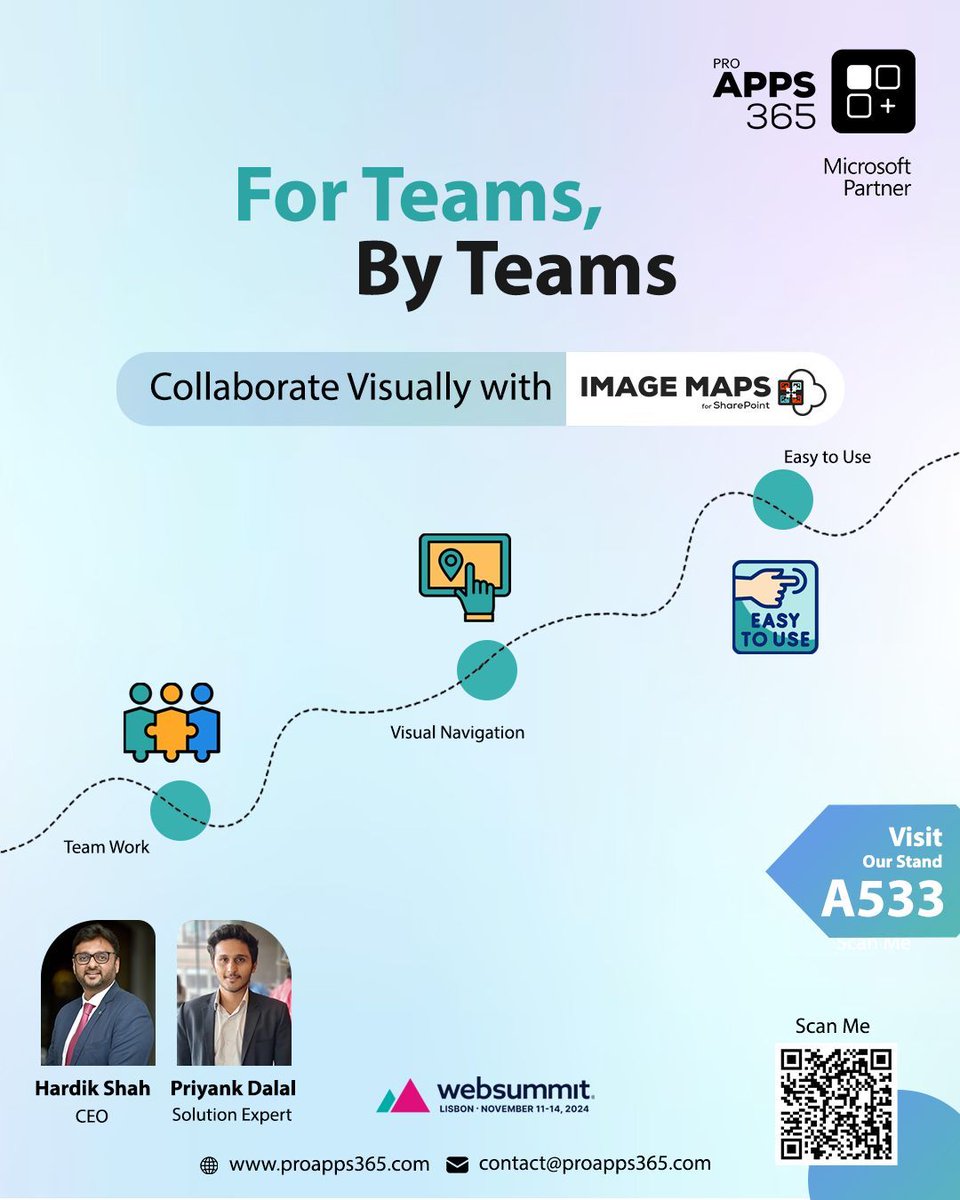 proapps_365's tweet photo. We’re back at Web Summit Lisbon! 🌍 Visit Hardik Shah &amp; Priyank Dalal at Booth A533 to explore Image Maps for SharePoint with ProApps 365! 🎉 Exclusive giveaways await—join us! 👉 https://t.co/WYjLFA4wTn 

#WebSummit #SharePoint #ProApps365 https://t.co/QCGTvHEfKf