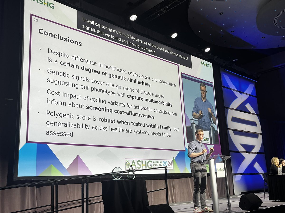 <a href="/SebastianMayWi1/">Sebastian May-Wilson</a> presented the work of the genCOST consortium at the plenary session at #ASHG24. this is the largest study comprehensively linking genetic variation to healthcare cost. 

❤️health-economics