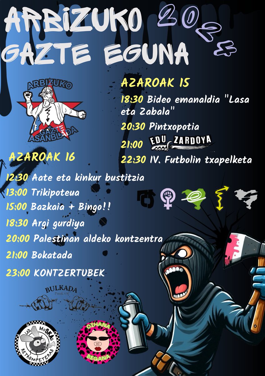 arbizukoAGA's tweet photo. Ieup!
Aurtengo gazte eguneko kartela bertan.
Animetu, egurra! A.G.A 🔥 https://t.co/OHioAYLxyC