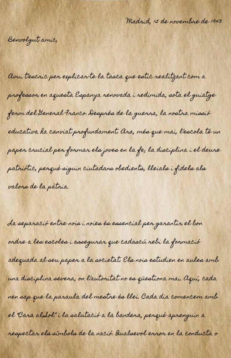 VallesR_Alberto's tweet photo. Fa uns dies, a la matèria de #4t d'#ESO d'Aprenentatge Personal i Social (#APS) ens van arribar unes cartes de tres personatges diferents en dos contextos i règims polítics oposats, la #dictadura i la #república. https://t.co/4Lu3XXofKz