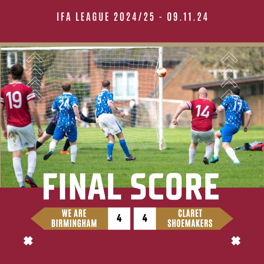 An absolute goal fest this morning against <a href="/WABFC/">WAB FC</a>.

A point shared, with Birmingham grabbing an equaliser with virtually the last kick of the game - but it's the least they deserved to be fair.

⚽ Ross Quennell (2)
⚽ Luke (don't know his surname...)
⚽ Josh Marks

Now to <a href="/ntfc/">Northampton Town</a>