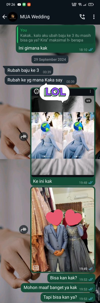 vioo____'s tweet photo. 8
singkat cerita H-22 nikah, gw ngechat admin MUA pgn konfirmasi untuk mengubah baju ke 3
gw jg dm ke ig si MUA biar chat gw dibales
DAN TENTU SAJA CHAT GW GA DIBALES https://t.co/oaXXWeZ7Uf