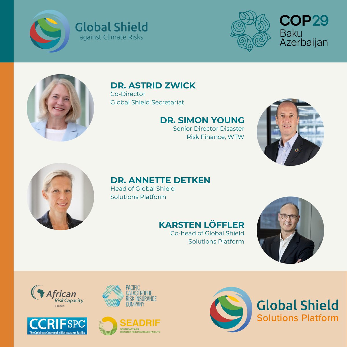 ARCapacityLtd's tweet photo. ARC Ltd. CEO Lesley Ndlovu will join leaders from Global Shield and fellow #RegionalRiskPool leaders, CCRIF SPC’s Isaac Anthony, PCRIC’s Aholotu Palu, and SEADRIF’s Benedikt Signer, to discuss their support for #transboundary services to #climatevulnerable countries. https://t.co/Hyp2JxhBTS