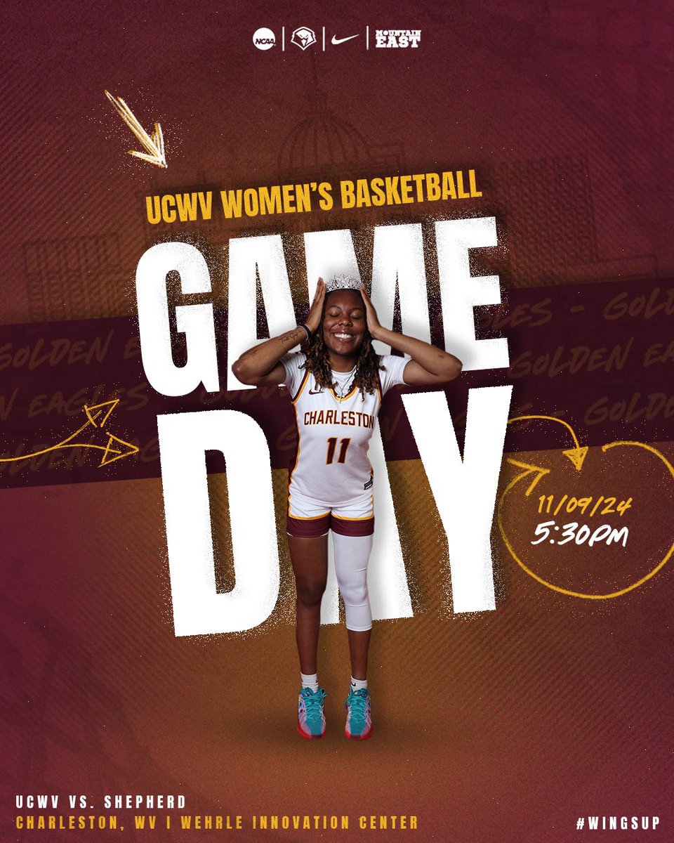 Women’s Basketball kicks off their season in the MEC/PSAC Conference Challenge at home!😏

🆚 Shepherd
⌚️ 5:30pm
📍Wehrle Innovation
📊ucgoldeneagles.com/sidearmstats/w…
📺 mountaineast.tv/charleston/?B=…

#WingsUp