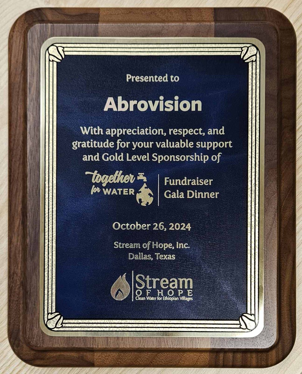 AbrovisionIT's tweet photo. Last weekend, AbroVision was honored to attend the STREAM of Hope Gala in Dallas, TX, recognized for supporting STREAM of Hopeβs mission to bring clean water to rural Ethiopia. Proud to be part of such impactful work! ππ· #AbroVision #GivingBack #CleanWater https://t.co/ZnkdTfP9GP