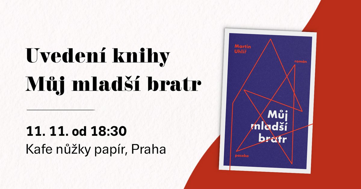 V pondělí 11. 11. uvedeme novou knihu Můj mladší bratr od Martina Uhlíře. Román z vysokoškolského prostředí 80. let otevírá témata disentu, víry i odlišné sexuální orientace, součástí uvedení proto bude i diskuze s několika vzácnými hosty. Více info 👉fb.me/e/5OKpT9m4I
