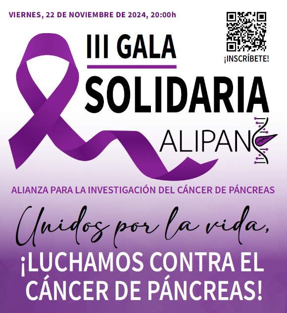 VHIO's tweet photo. 💜 Únete al evento solidario de @Alipanc1, una alianza para la investigación del #cáncerdepáncreas‼️

Resérvate el día:

🔹 Gala solidaria ALPANC, presentada por @luis_quevedo y con la participación de @MacarullaTeresa por parte de VHIO
🗓️ 22 de noviembre
⏰ 20 h
📍 @portaleixample