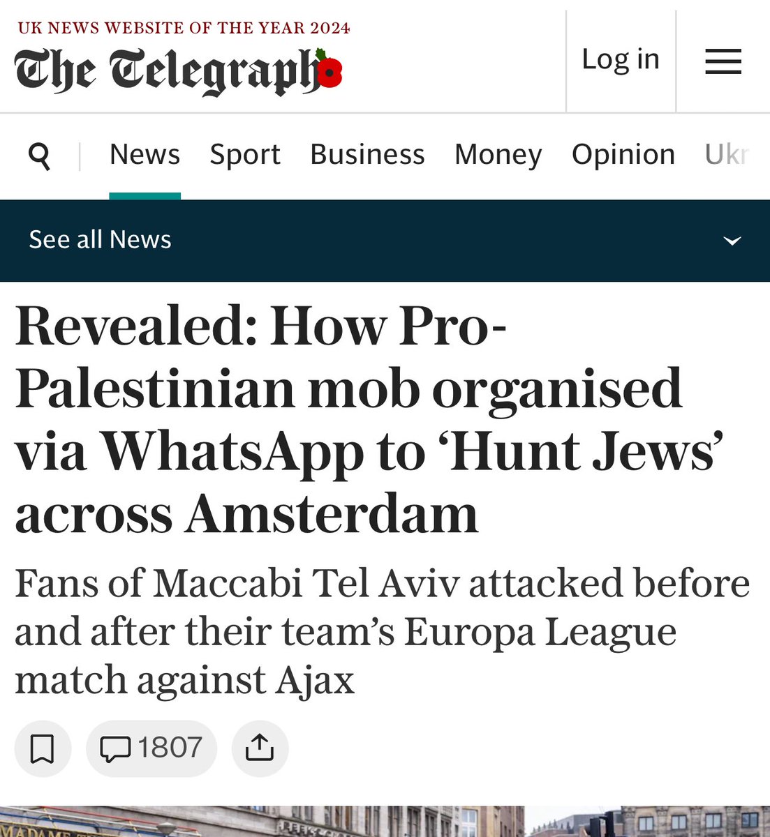 REVEALED 🚨 AMSTERDAM pre-planned attack.

The Telegraph reveals the messages of the pre-planned attack and pogrom of Jews in Amsterdam.

“Tomorrow we will work them”
“Who can get fireworks”
“Come in this group tomorrow over here”
“Tomorrow after the game, at night, part 2 of the