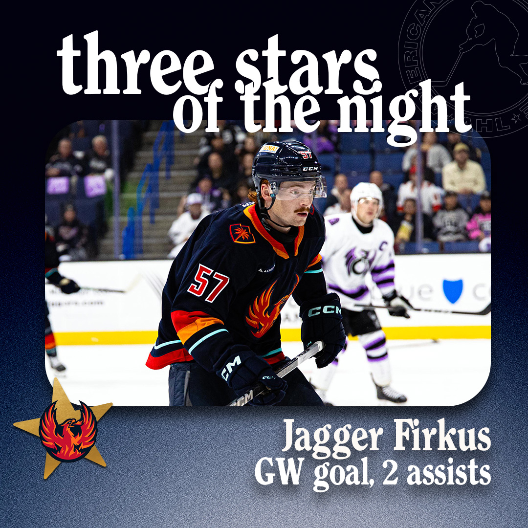TheAHL's tweet image. Friday’s AHL Three Stars of the Night ⤵️

⭐️ Jagger Firkus @Firebirds
⭐️⭐️ Alex Barre-Boulet @RocketLaval 
⭐️⭐️⭐️ Isak Rosen @AmerksHockey