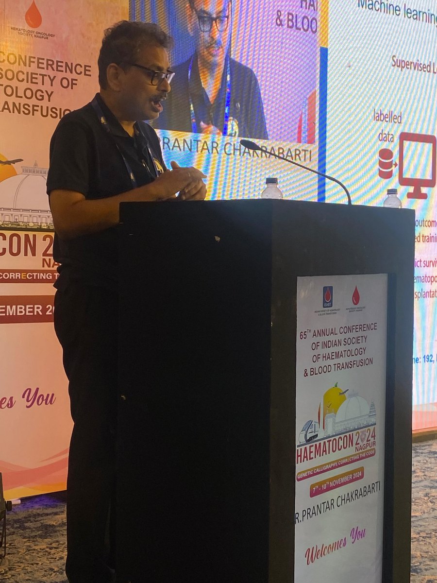 Haematocon2024's tweet photo. AI in action! Dr. Prantar Chakrabarti discusses its role in a hematologist's work at #Haematocon2024
#Haematocon2024nagpur
#65thAnnualConferenceISHBT
#Haematocon65
#HaematologyInIndia
#CatchCancerEarly https://t.co/ObbllOxXeN