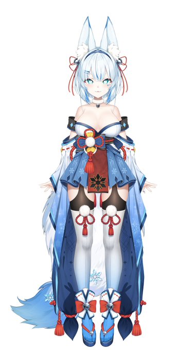 Charmさんの和服(旧衣装)のアップデートをさせていただきました!
新衣装と計3000枚のレイヤーを利用してとても細かい動きまで実装していただきました!

(配信で伝えきれなかったニーハイの布の質感→) 