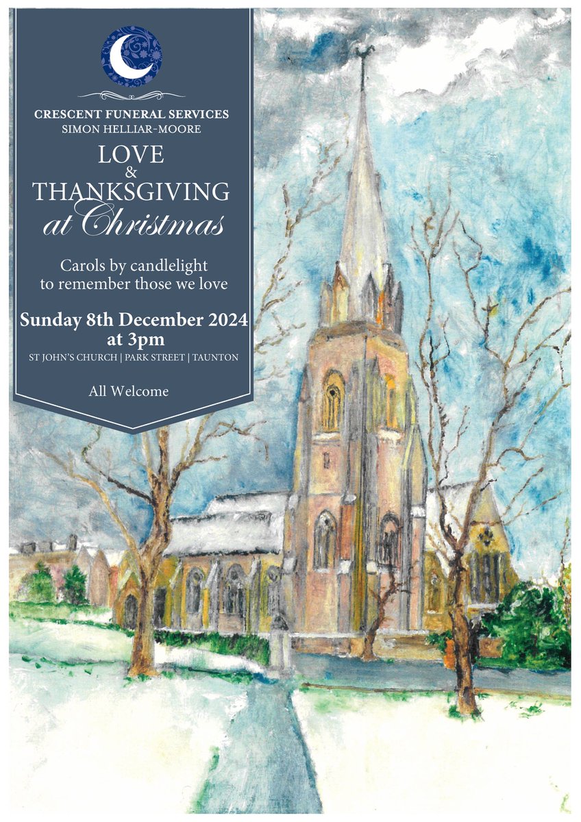 Our annual #carolservice this year is open to all, love and Thanksgiving at #christmas in #taunton woth #christmascarols this year we will support <a href="/BrainTumourSupp/">Brain Tumour Support 💙</a> by means of a retiring collection 🌙🎩❄️