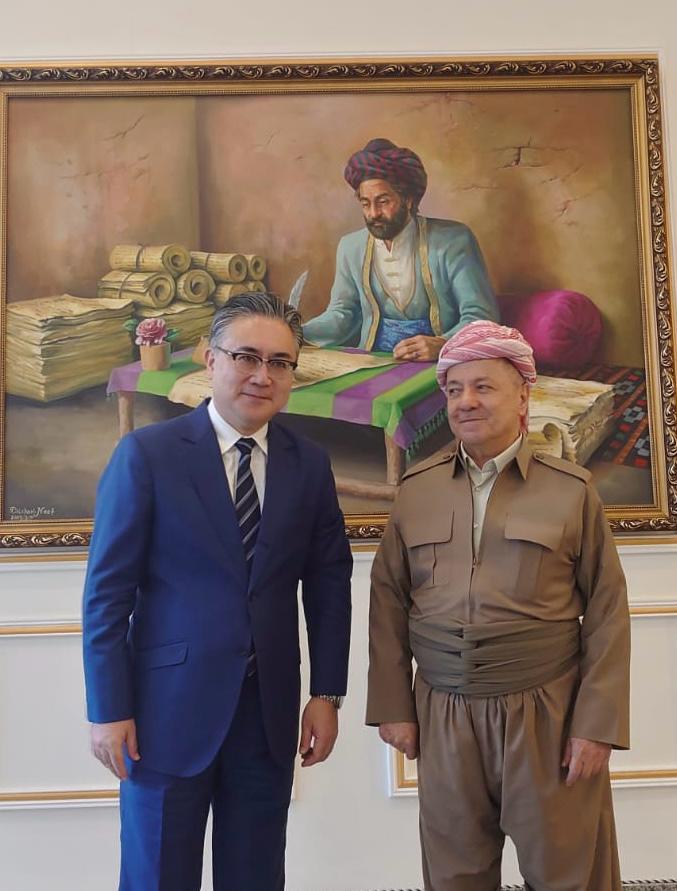 JAPANAmbIRAQ's tweet photo. This morning I visited Kak Masoud Barzani, President of KDP to bid a farewell and had a very warm exchange of views on a long history of struggles of Kurdish people as well as deepening relations between Japan and Kurdistan. I conveyed my sincere wishes to his continued strong leadership for the sake of stability of Kurdistan. Long live Kurdistan and Kak Masoud!