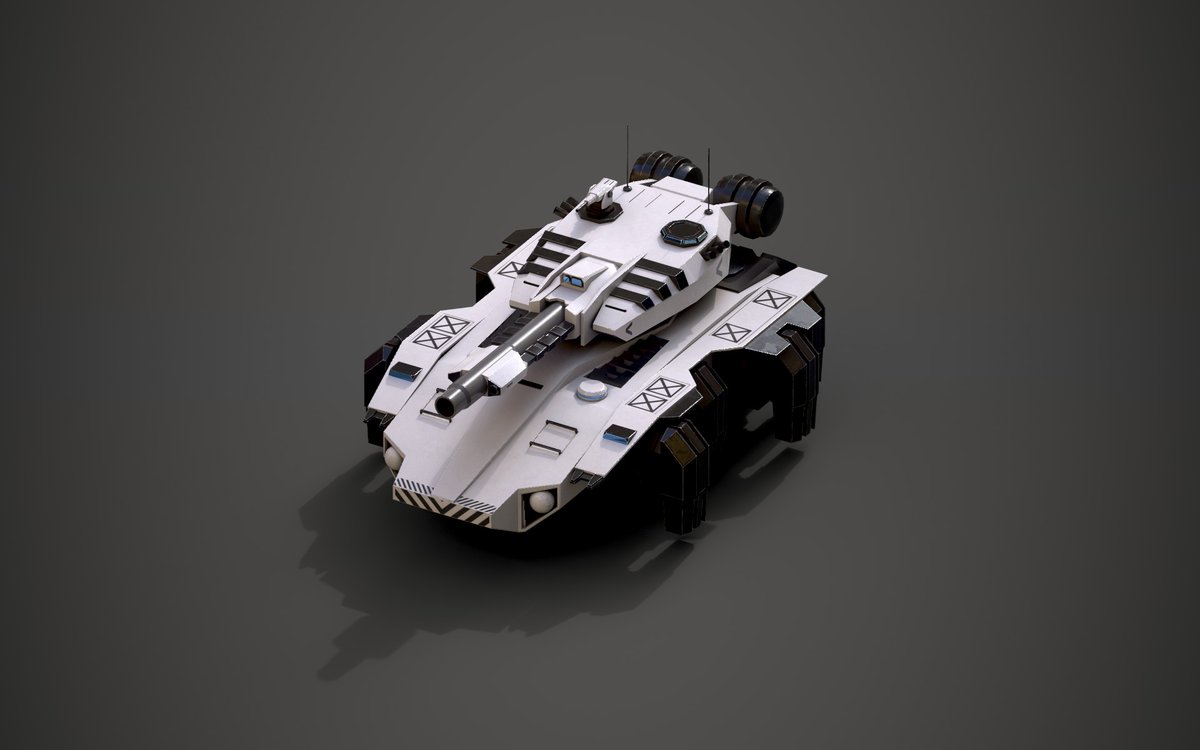 A Hover Tank I finished yesterday for <a href="/FungalFront/">Fungal Front RTS</a> 

Go check out the twitter page, it's made by <a href="/mattgamedevguy/">Matt</a> who's a really cool dude!

Overall I spent 2 hours on this tank, hour modelling and an hour texturing. one 2K texture, 9.5k Poly.