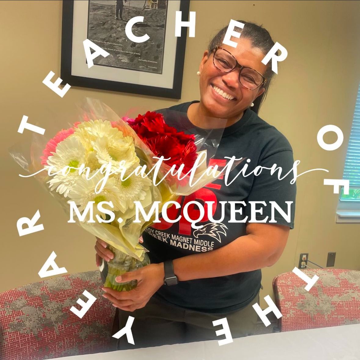 Dr_SWarren's tweet photo. Congrats to @RC_LadyMcQueen for becoming our 24-25 Teacher of the Year!!! I am so proud of Ms. McQueen and anyone who knows her knows she gives everything she has to ensure her students can succeed. She is a true advocate for our MLLs and we are lucky to have her @reedycreekms https://t.co/YTqyViV9hn