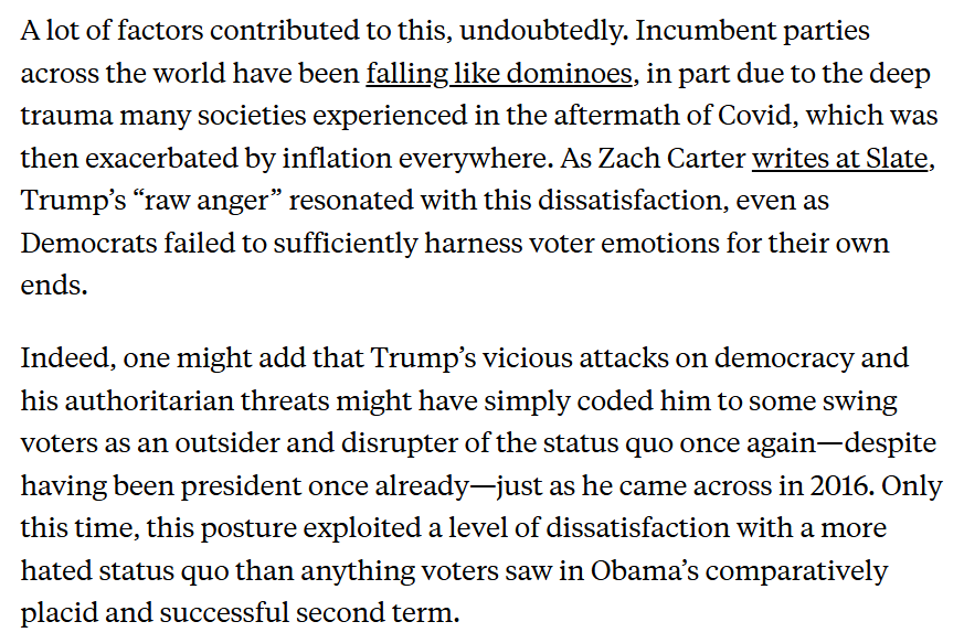 GregTSargent's tweet photo. As many have pointed out, Dems faced the same environment that has been taking out incumbent parties everywhere. A big part of this, however, is that Trump was allowed to rehabilitate himself and his first term relatively unchallenged by the media.

https://t.co/7Th6hugRkf https://t.co/4etOJNqlWV