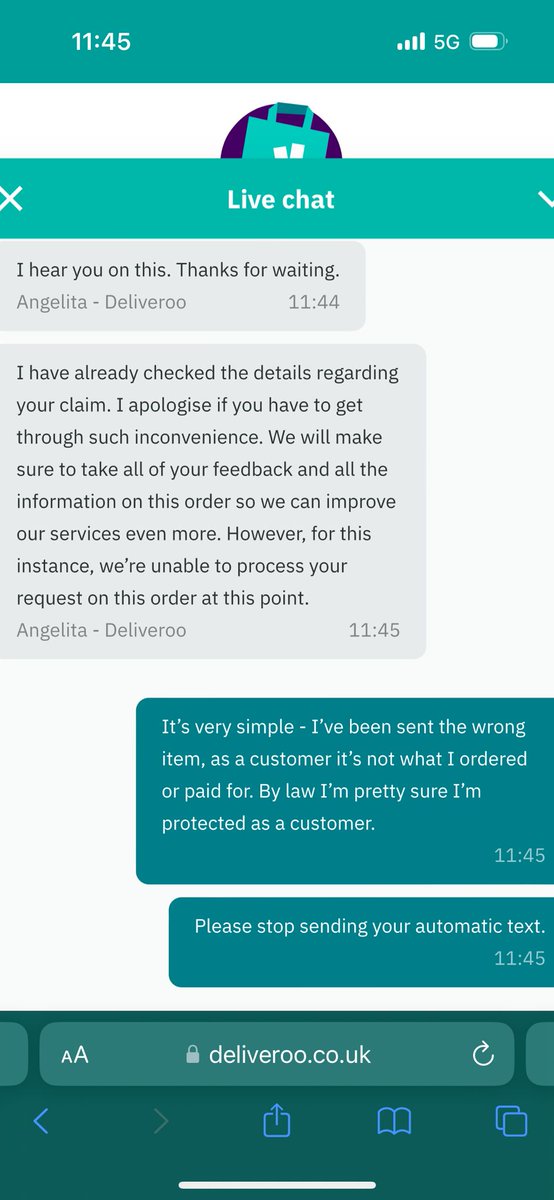 FakeFletch's tweet photo. @DeliverooHelp @OleandSteenUK This was with the escalation team... https://t.co/8FozdFTBgA