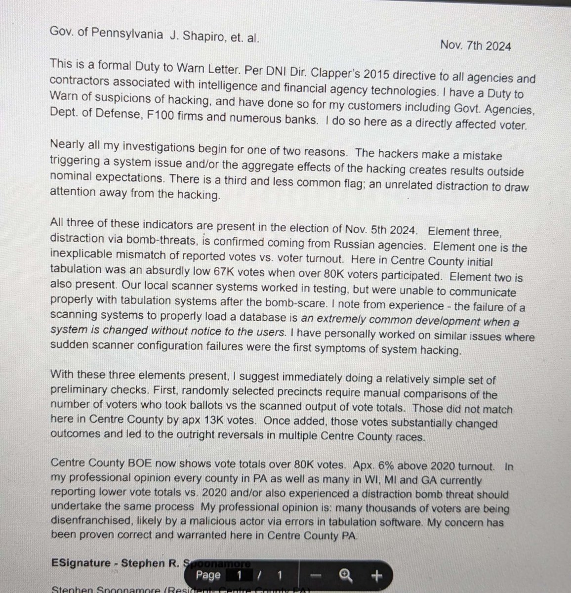 Jim Stewartson, Antifascist ๐จ๐ฆ๐บ๐ฆ๐ดโโ ๏ธ๐บ๐ธ (@jimstewartson) on Twitter photo We need to DEMAND a hand recount in swing states.
Centre County may be the canary in the coal mine.
There are numerous irregularities and the entire world is at stake.
EVERY Republican since the 60s has been elected by cheating.
Why do we believe this was different?
<a href="/Spoonamore/">Spoonamore: On a bike? Get a like.</a> We need to DEMAND a hand recount in swing states.
Centre County may be the canary in the coal mine.
There are numerous irregularities and the entire world is at stake.
EVERY Republican since the 60s has been elected by cheating.
Why do we believe this was different?
<a href="/Spoonamore/">Spoonamore: On a bike? Get a like.</a>