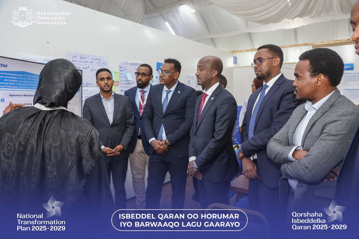 NTPSomalia's tweet photo. H.E. @AhmedHasanAden, Minister of Fisheries and Blue Economy, visited the Somalia NTP Center to assess progress in sustainable fisheries and marine development, focusing on strategies to boost the sector’s role in Somalia’s economic growth. #SomaliaNTP https://t.co/8q4xRVGFvN