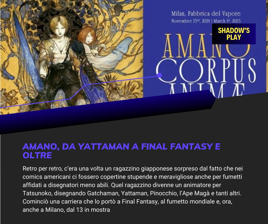 filogicoX's tweet photo. Con #Shadowsplay vediamo assieme perché ogni fan del #retro dovrebbe andare a vedere #AmanoCorpusAnimae a #Milano, dal 13 #Novembre, e cosa c'entrano assieme #FinalFantasy, #Kyashan, #Batman e #Yattaman
Per dettagli: https://t.co/BDAT56MLxz https://t.co/NjChLRZeES