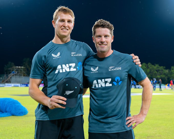 Wicketkeeper-batter Mitch Hay makes his debut for NZ. 📹 Credits: Twitter/BLACKCAPS