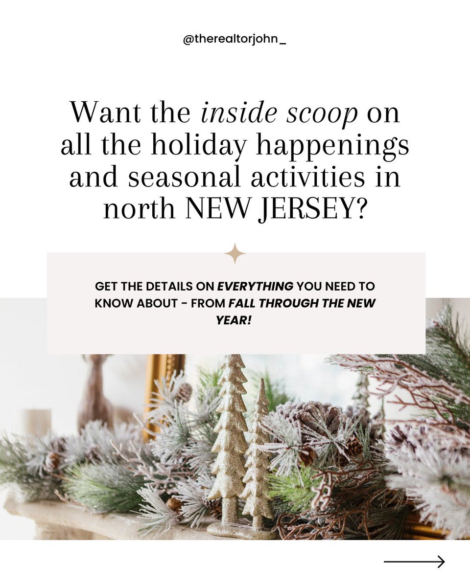 TheRealtorJohn_'s tweet image. Don’t miss the season’s best in north New Jersey!

Get my Local Holiday Guide for:

🗓️ Top local events 🥳 Insider tips ✨ Fun ideas through January!

Comment or DM “GUIDE” for your copy, and share with a friend!

#HolidayGuide #NewJersey #LeirasRealty