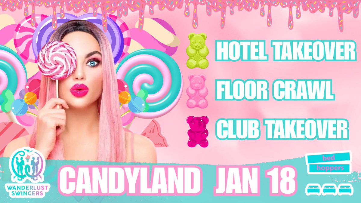 🍭 Get ready for CandyLand! 🍭 

UK Swingers Hotel Takeover Jan 18, 2025! 

Exclusive hotel access, floor crawl party, cocktail mingle, &amp; Penthouse Playrooms takeover! Limited rooms, come join us 

wanderlustswingers.com/london/

#UKSwingers #hoteltakeover