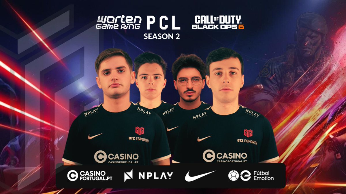 A competição em Call of Duty está de volta na <a href="/WGRPCL/">PCL🔸Worten Game Ring</a>, e estamos mais que preparados para entrar em ação nesta Season 2 da Liga 💪

Eis o nosso roster para esta Season:

🔫 SXNNY <a href="/lteixeira00/">ludgero</a>
🔫 GAB <a href="/IAmMacGab2K/">Gab</a>
🔫 volt <a href="/VoIts/">ruben amorim enjoyer</a>
🔫Cruz <a href="/CruzzJF/">Joao Cruz</a>
🔄 Padd

Estamos prontos para
