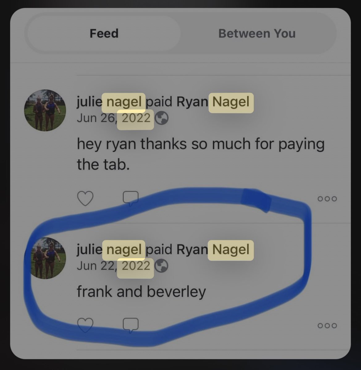 AHenry39284302's tweet photo. Judge Cannone refused to recuse herself from the case, even when the defense showed this venmo screenshot pretrial. She claimed the Beverley referred to in the screenshot below couldn't be her, because it's misspelled. Frank is the name of Judge Bev's husband.
#freekarenread https://t.co/IowNwogxY5