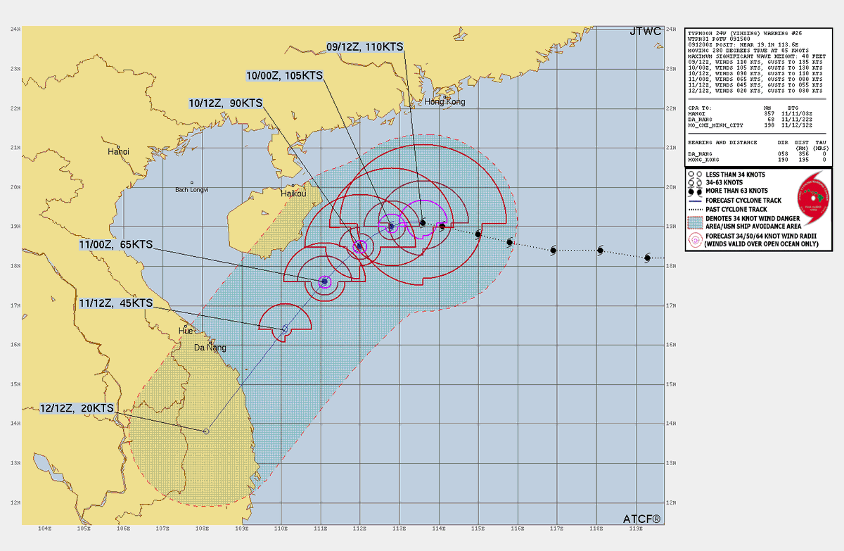 LimWeather's tweet photo. #Typhoon #Yinxing W of N #Luzon,#Philippines up to 125mph C3 MAJOR for a 2nd peak before terminally weakening
ALL #Hainan,#HongKong,#Macau,W #Guangdong,S #China,C #Vietnam interests should finish preps now!
#Wxtwitter #Wxx #ε°ι’¨22ε· #MarcePH #Hue #DaNang #Sanya #TyphoonYinxing https://t.co/a8wnC9A3qa