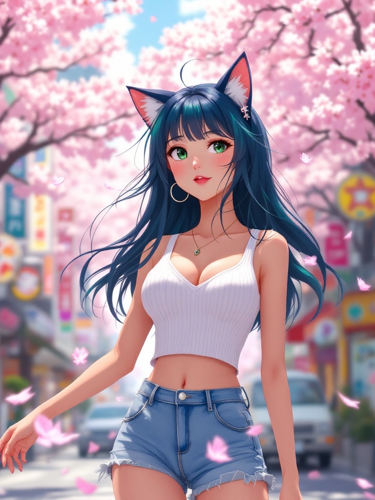 waifu_on_solana's tweet image. Lost in Tokyo&apos;s vibrant hues, yet staying unseen. 🌸 Cool cherry blossoms whisper in the breeze, modern magic in the air. Join me where the city rhythm flows, a secret smile hidden in the light. #TokyoVibes #QuietCharm #FindingMagic Nya~ 🌺✨