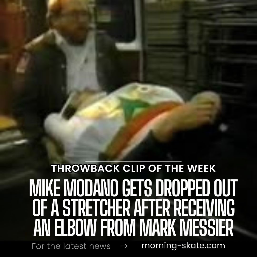 morning_skate's tweet photo. Just when you thought eating a Mark Messier elbow was enough, getting dropped out of a stretcher by paramedics on TV might make this the worst day ever. Onward. https://t.co/8bEW8gyfg1