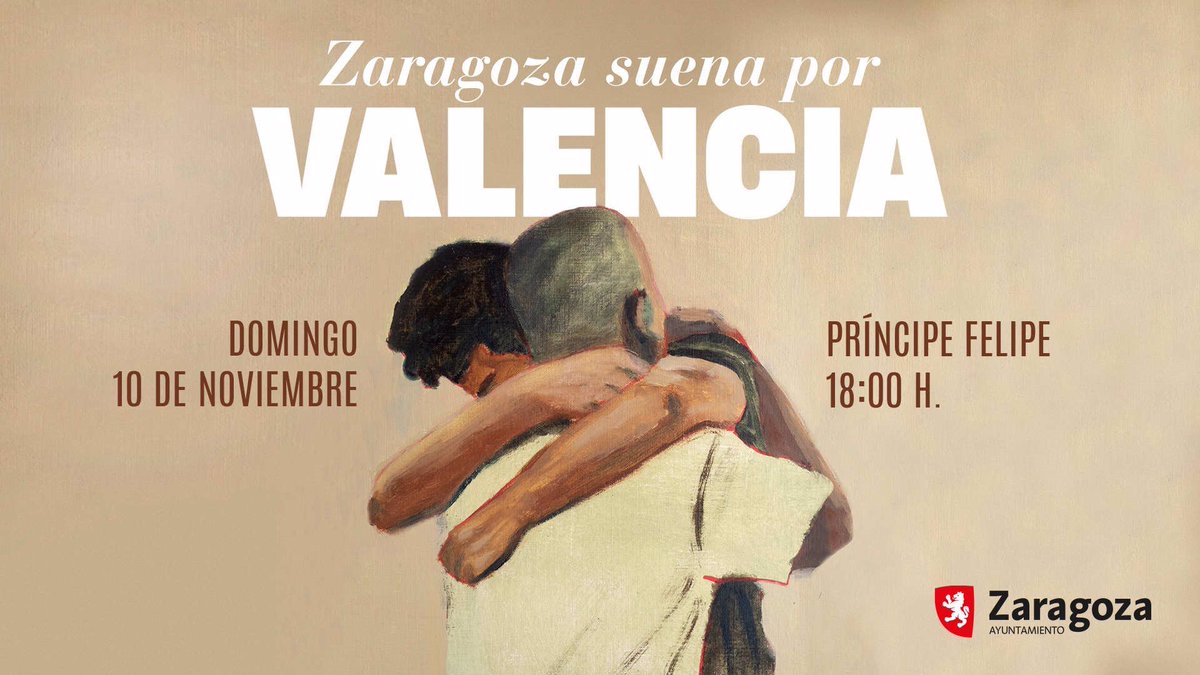 El Ayuntamiento de #Zaragoza ha organizado para mañana domingo el concierto solidario 'Zaragoza suena por Valencia'. La recaudación se destinará a los damnificados por la #DANA en #Valencia. Se celebrará en el Pabellón Príncipe Felipe a las 18.00 y las entradas cuestan 15 euros.