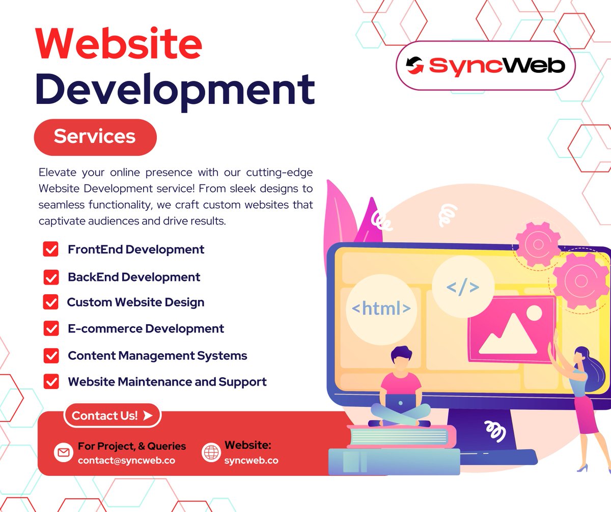 Syncwebco's tweet image. 🚀 SyncWeb turns your website ideas into reality! From front-end design to back-end development, we specialize in creating websites that perform and impress. Need a Website? We’ve got you covered! DM us! 🌐💻

#WebDevelopment #WebDesign #SyncWeb #Frontend #Backend #CustomDesign