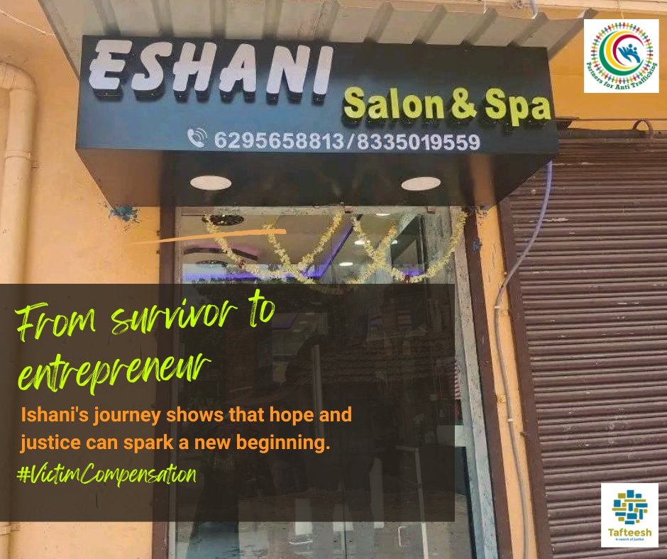 After years of struggle, trafficking survivor Ishani Majhi’s life changed when she received ₹2 lakh in victim compensation. She used it to start her own salon and spa, becoming a entrepreneur. 

This is how #tafteesh can  transform lives. 

#VictimCompensation #AccessToJustice