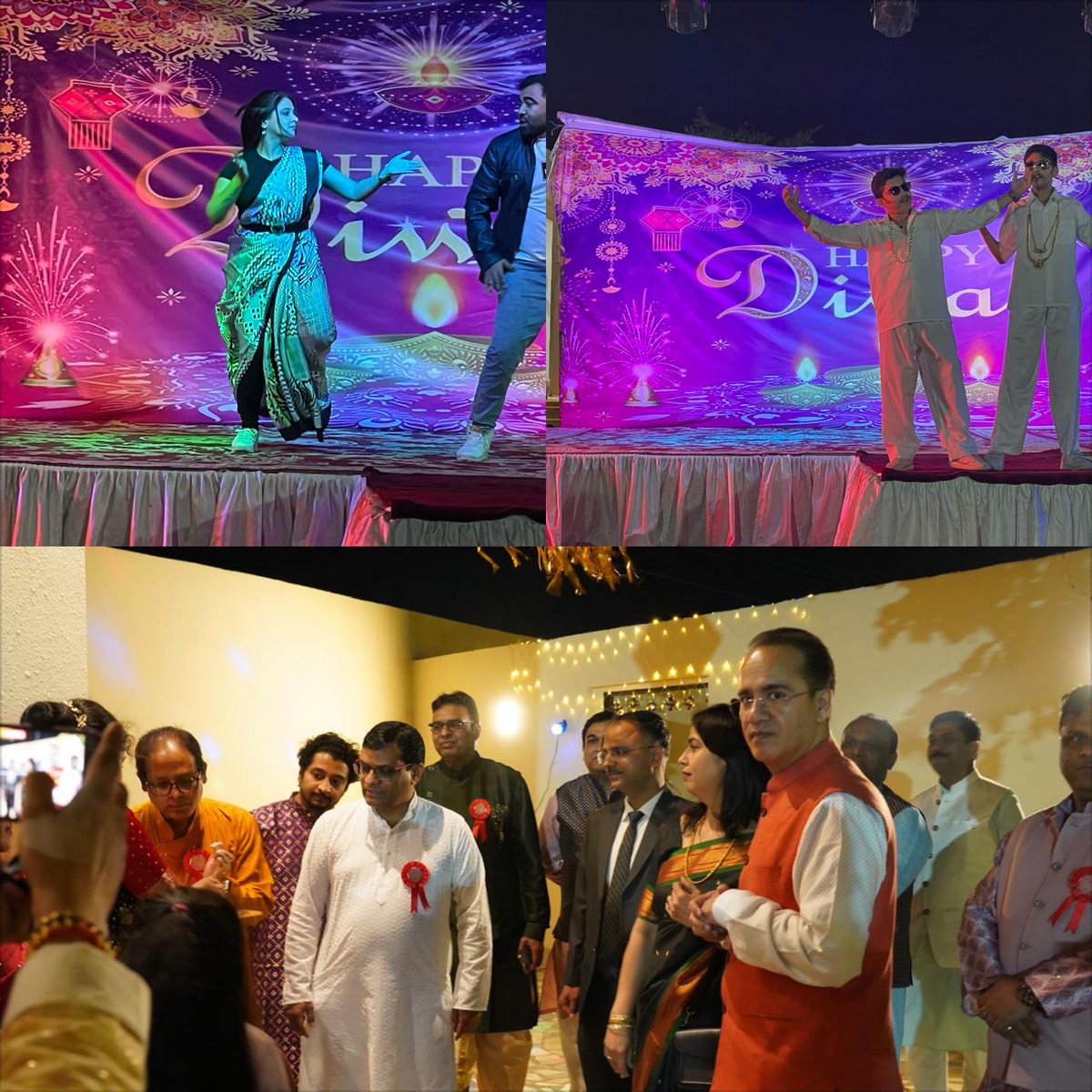 IndianEmbRiyadh's tweet photo. Maharashtra community members in Riyadh celebrated Diwali 🪔 with enthusiasm by showcasing Marathi cultural performances. Embassy officers First Secretary Shri Dinesh Setia and Second Secretary Shri Praveen Kumar joined the community in celebrations. https://t.co/DE4nHbOuql