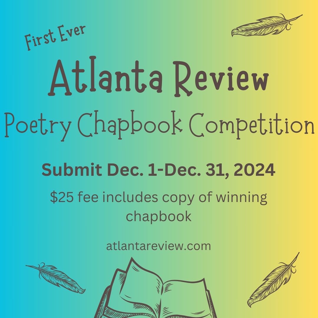 We're hosting a chapbook contest in December!  Guidelines here:  atlantareview.com/guidelines/cha…

#Contest #chapbook #poetrytwitter #poetrycommunity