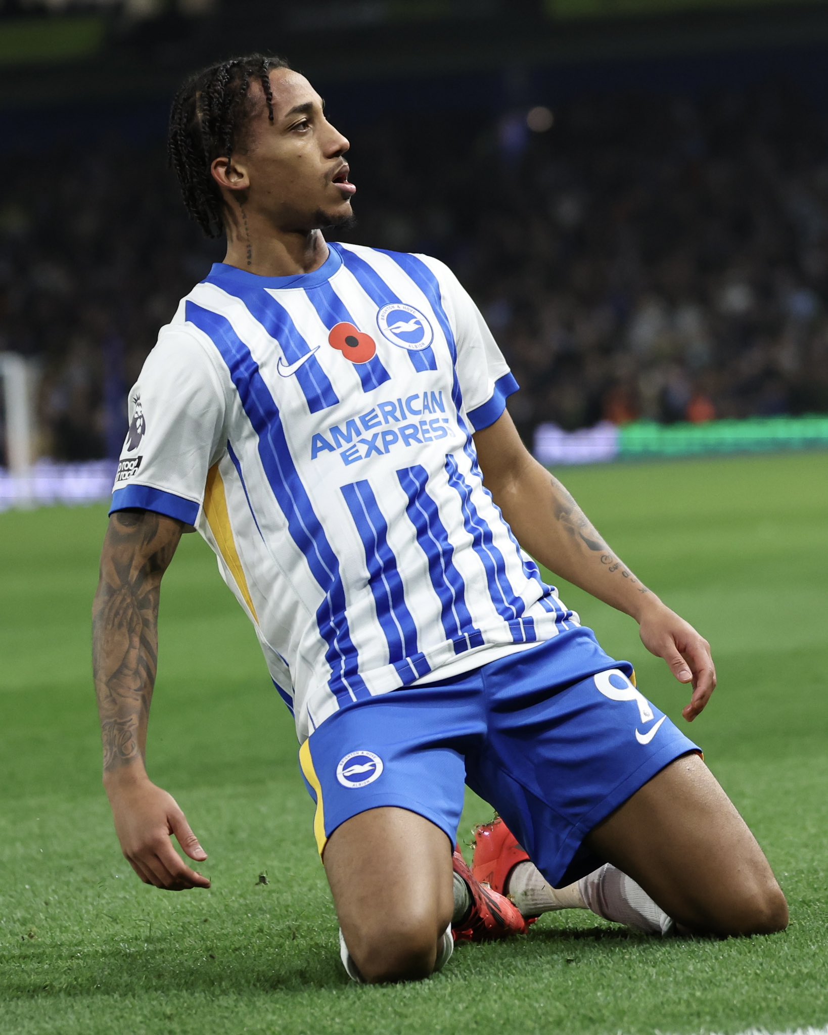 Joao Pedro celebrates his goal against Man City.