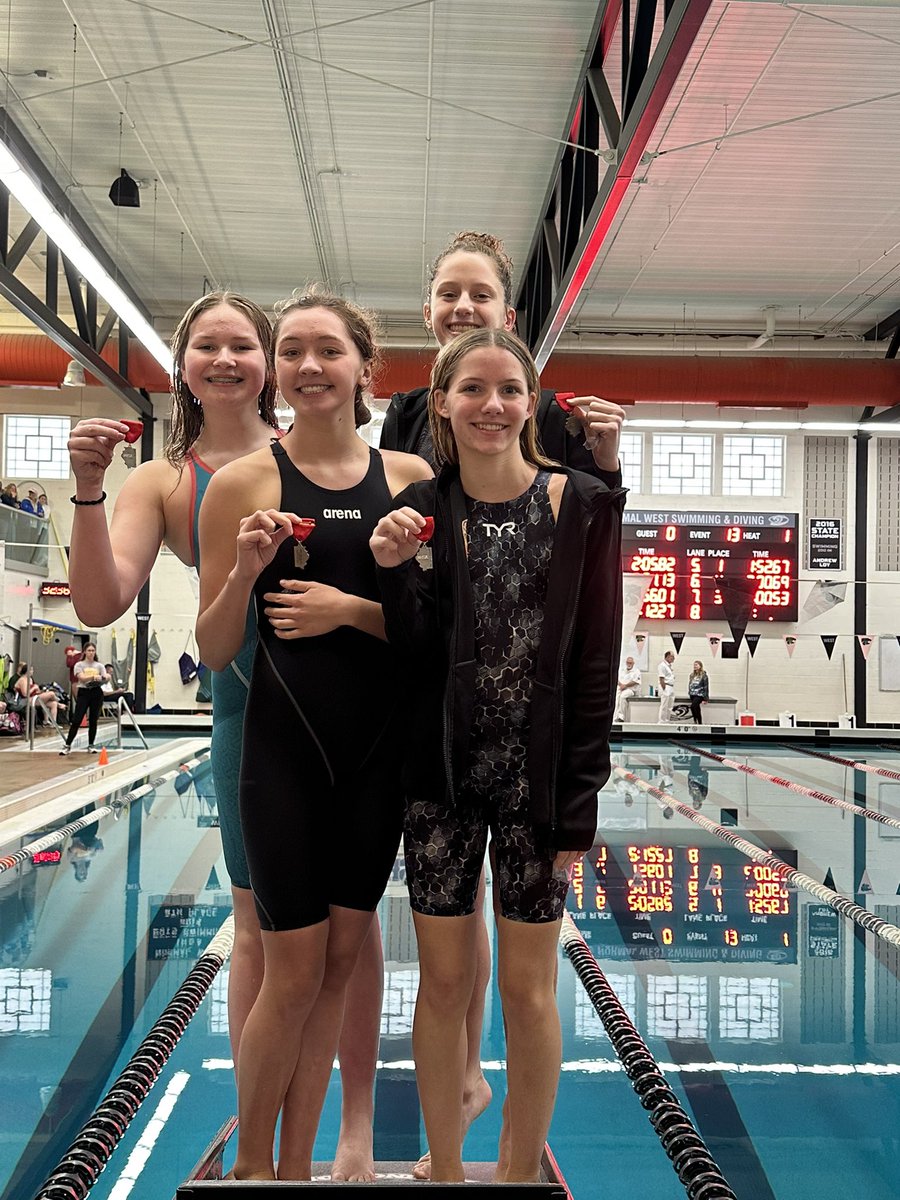 Second place &amp; a new team record for the Medley Relay of Sam, Emma, Finley &amp; Anna
